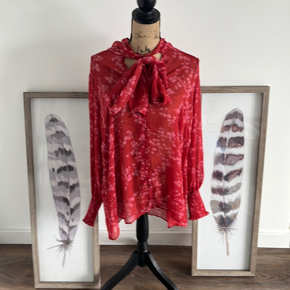 City Chic Red Floral Blouse
